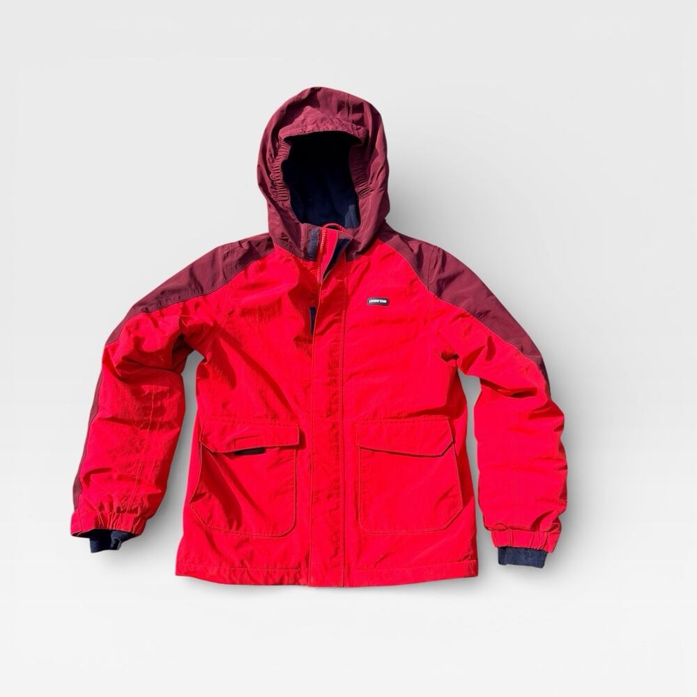 Lands' End Squall Jacket Youth Medium 10-12 Red Grow-A-Longs Hooded Ski‎ Winter